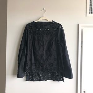 JCREW Funnelneck Shirt in Eyelet